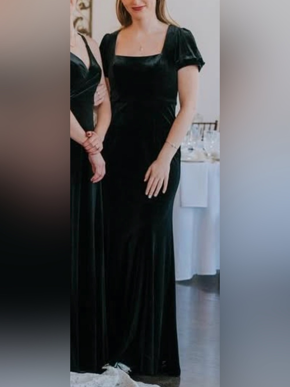 Azazie Lizabet Velvet Maxi Dress in Black Custom Size, about Size 10 see below